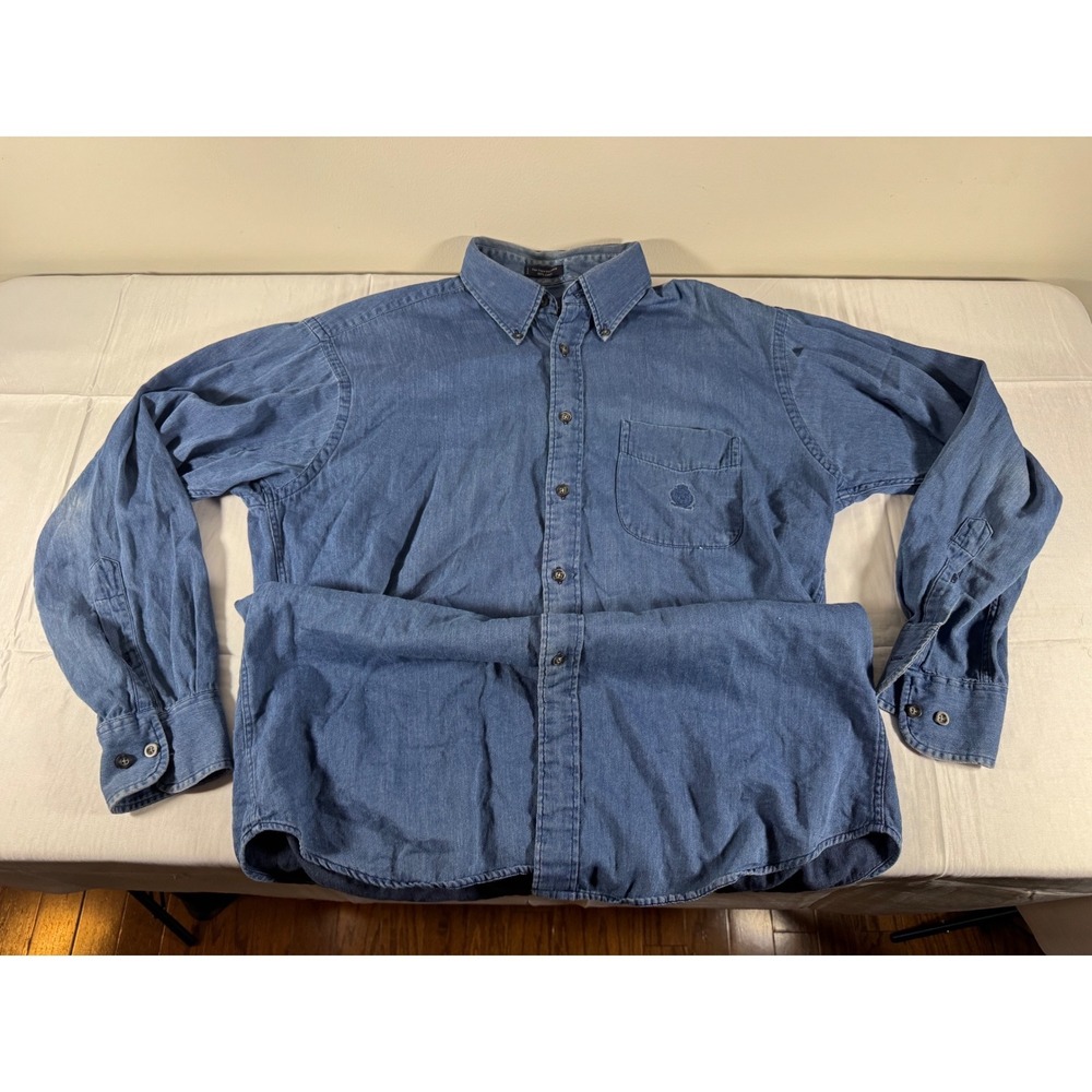 Vintage 80s/90s Chaps Ralph Lauren Denim Button Down Dress Shirt 15.5 32/33